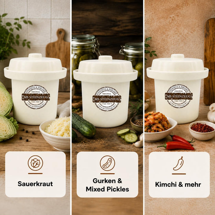 Gärtopf Mini Fermentation 1 Liter cremeweiss Milchsäuregärung Konservieren Einmachen gesunde Ernähru