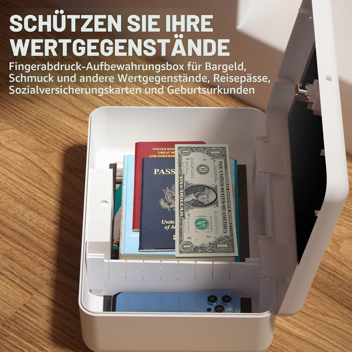 AICase Tresor mit biometrischer Fingerabdruckerkennung für unterwegs und zu Hause, Tragbare Sicherhe
