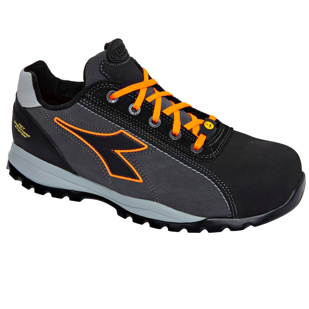 Diadora Herren Glove NET Low PRO S3 HRO SRA ESD, Asphalt Orange Fluo, 41 EU 41 EU Asphalt Orange Flu
