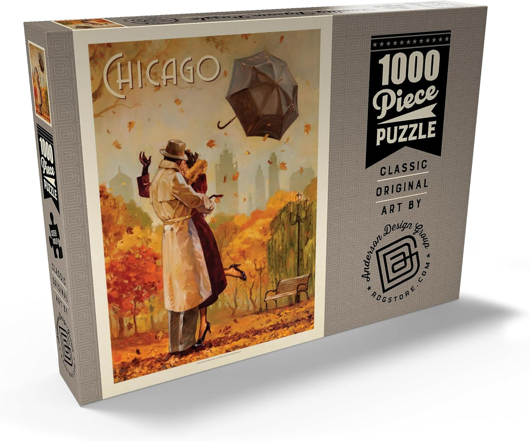 Chicago: Windy City Kiss, Vintage Poster - Premium 1000 Teile Puzzle - MyPuzzle Sonderkollektion von