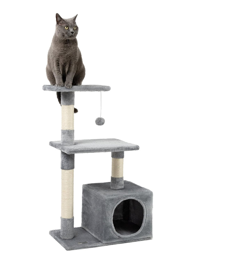 lionto Kratzbaum Kletterbaum Katzenkratzbaum Katzenbaum Höhe 85 cm, hellgrau, Hellgrau