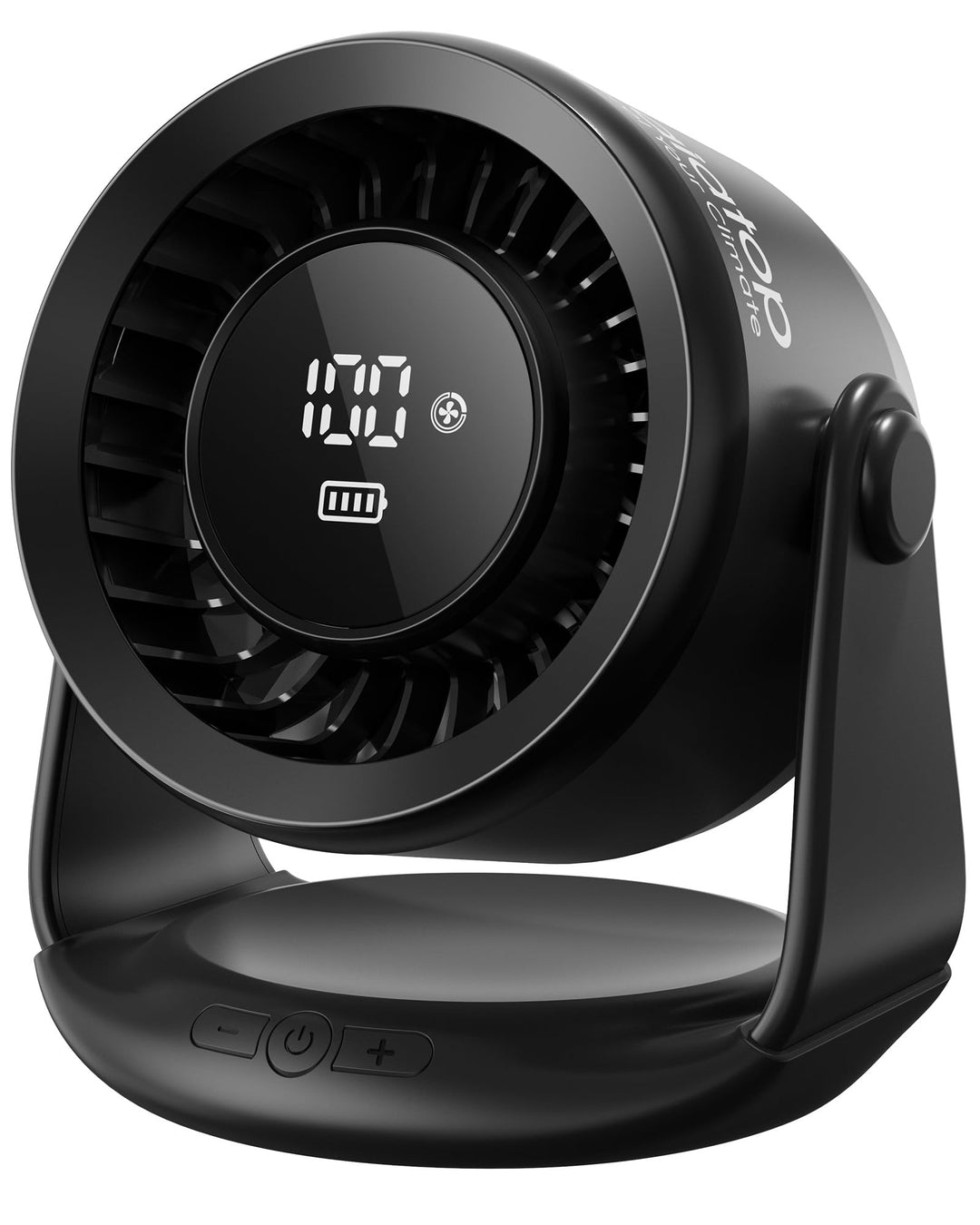 gaiatop Wiederaufladbarer Tischventilator, leiser Ventilator mit 5 Geschwindigkeitsstufen, LED-Displ