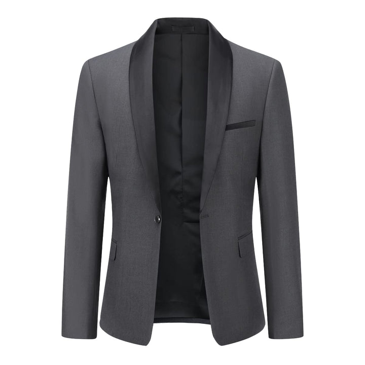 YOUTHUP Sakko Herren Slim Fit Schalkragen Anzugjacke 1 Knopf Tuxedo Jacke für Hochzeit Freizeit XS G