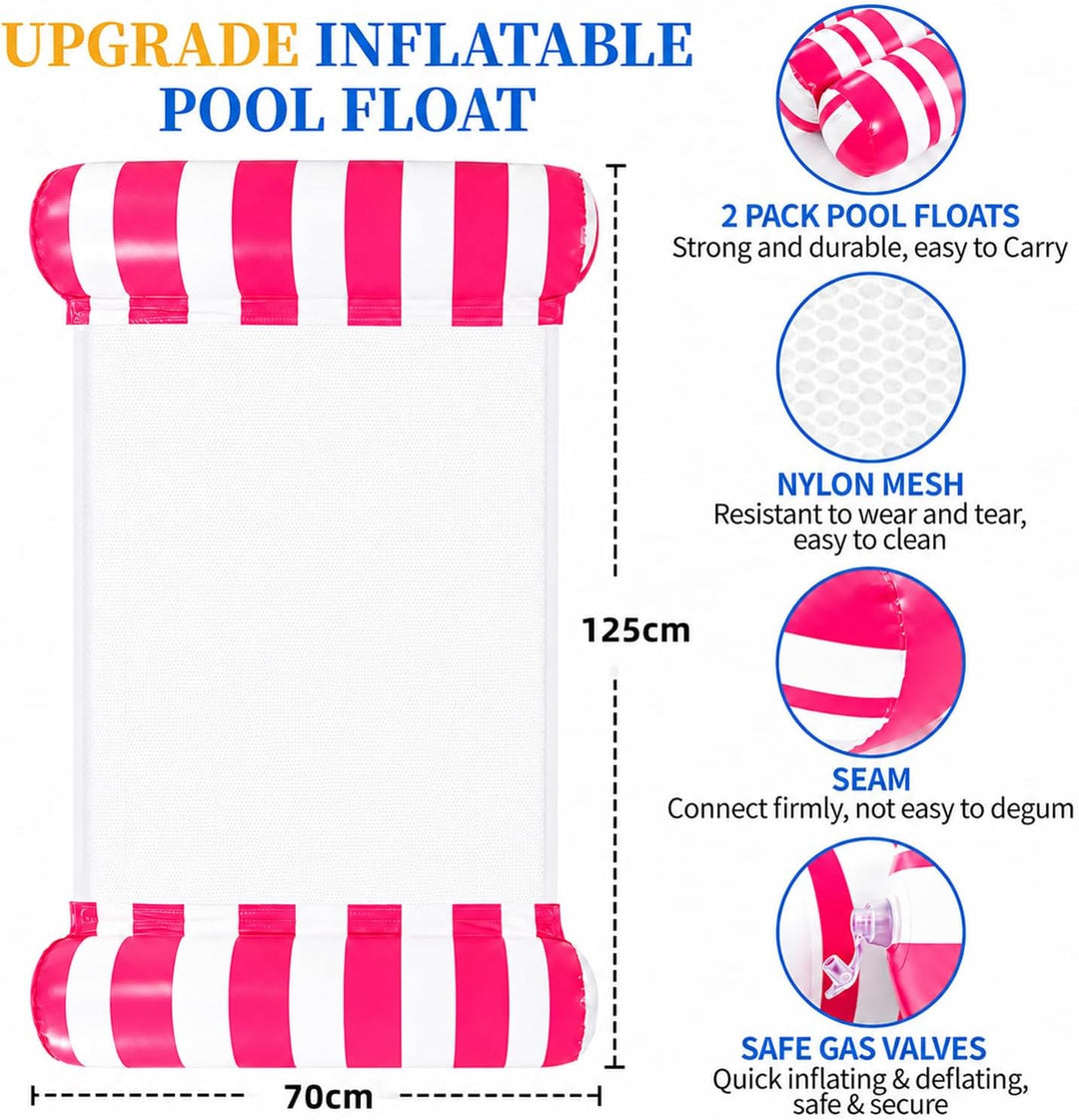 2er-Pack Luftmatratze Pool für Erwachsene, Premium Luftmatratze Wasser mit Handluftpumpe, 4-in-1 was