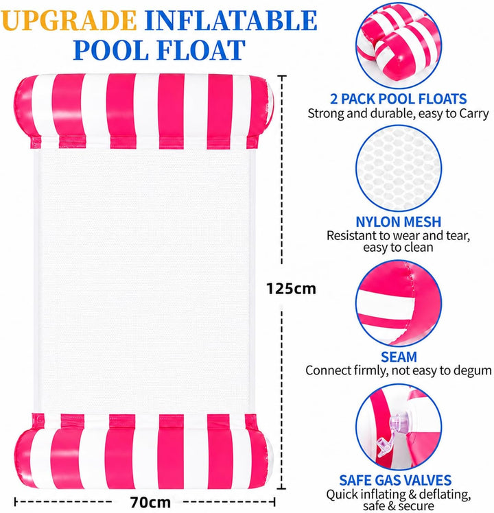 2er-Pack Luftmatratze Pool für Erwachsene, Premium Luftmatratze Wasser mit Handluftpumpe, 4-in-1 was