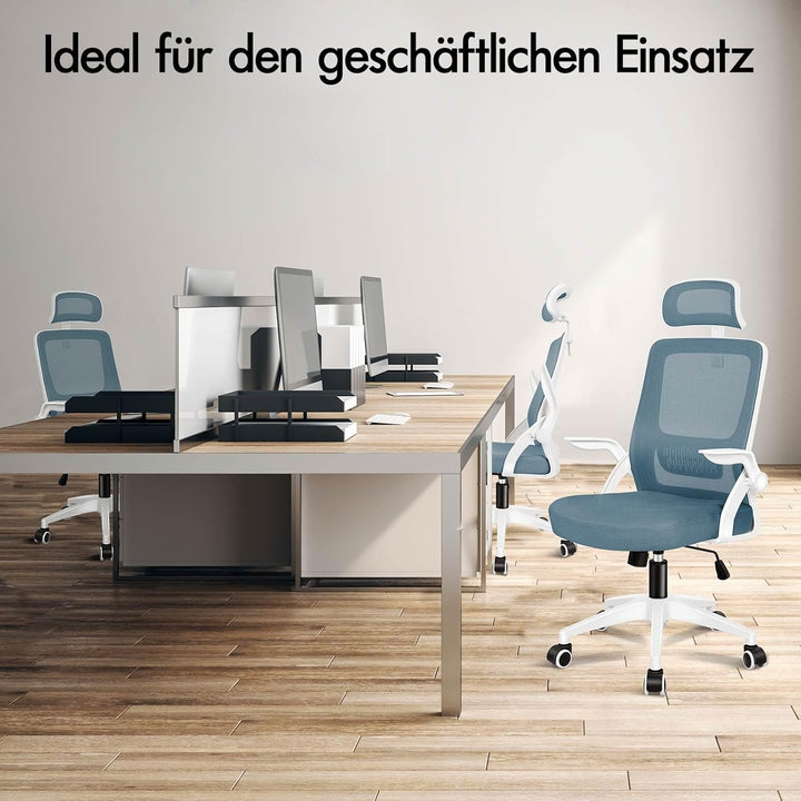 ALFORDSON Bürostuhl, Sessel mit Kopfstütze, Computer-Schreibtischstuhl mit Lordosenstütze, Drehstuhl