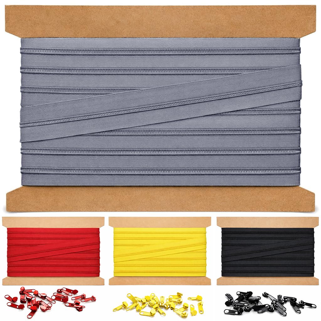 10m Endlosreissverschluss 5mm mit 20 zipper reissverschluss endlos Silbergrau 10m + 20 Zipper Silber