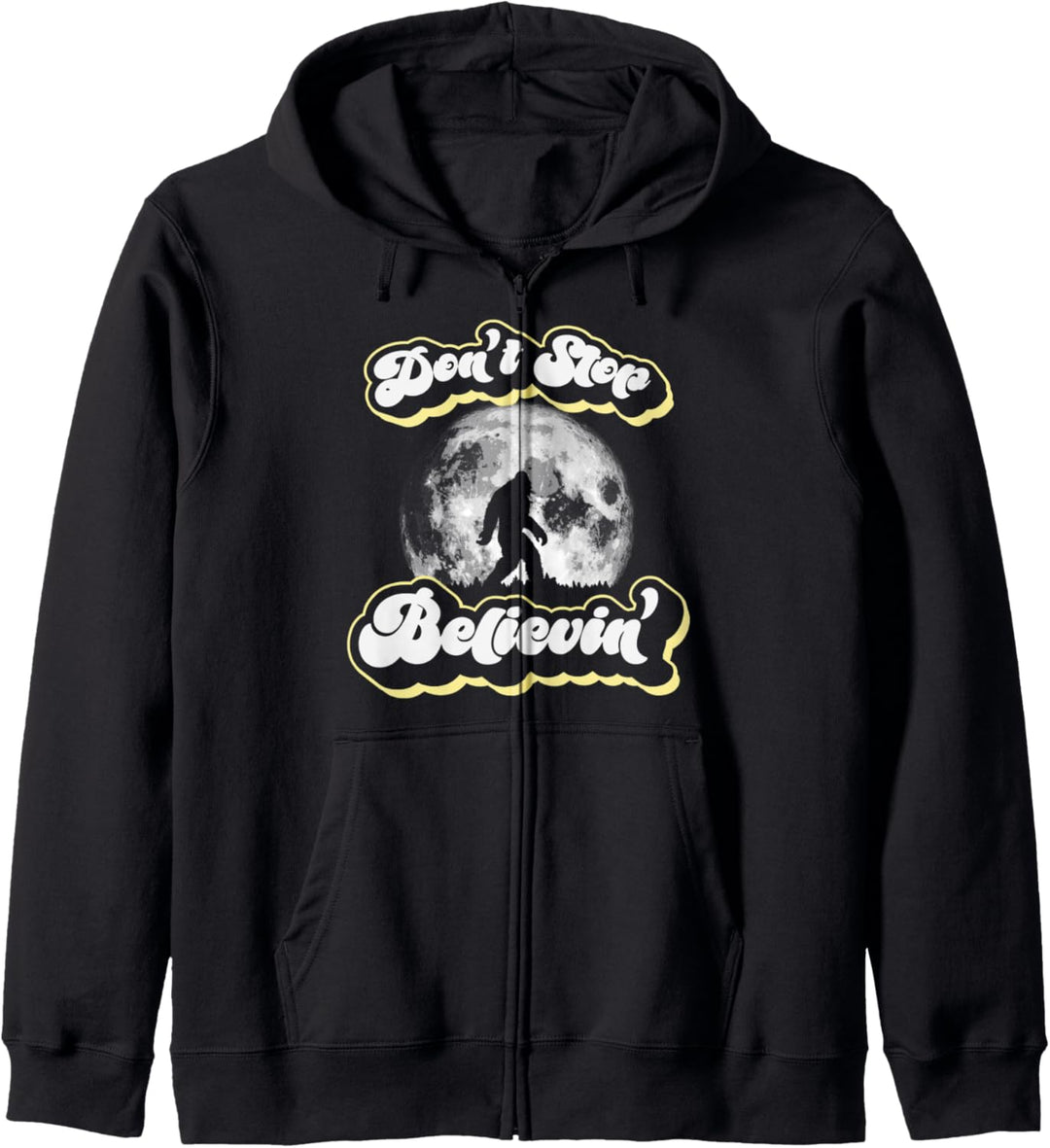 Don't Stop Believin'! Bigfoot Retro Full Moon & Trees Kapuzenjacke