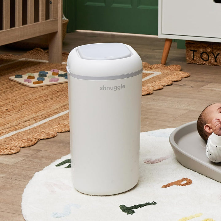 Shnuggle Eco-Touch Baby-Windeleimer mit umweltfreundlichen Müllbeuteln, fängt Gerüche, Keime und Bak