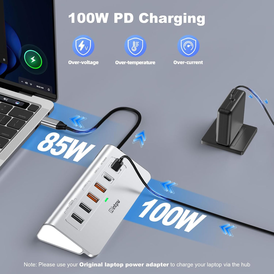 P9R PRO USB C Hub, 10-in-1 USB C Docking Station mit 1Gbps Ethernet, 4K@60Hz HDMI, 10Gbps 2 Type-A/C