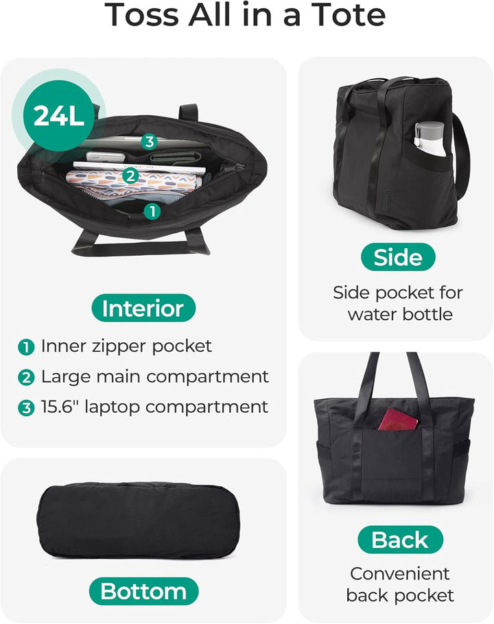 BAGSMART Damen-Einkaufstasche, grosse Umhängetasche, Henkel, Handtasche mit Yogamatten-Schnalle für