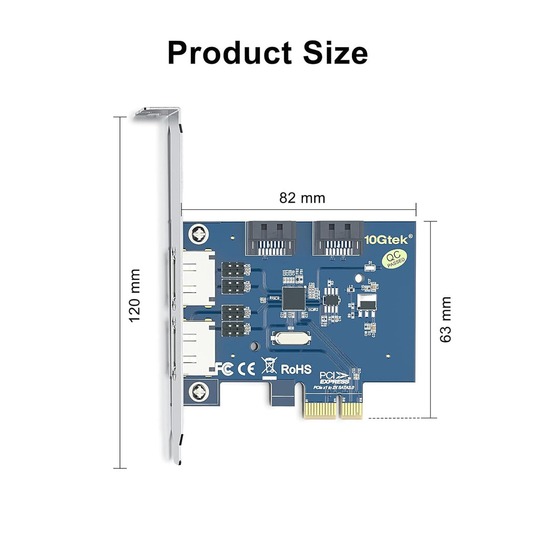 2 Port eSATA3.0 or 2 Port SATA3.0 Non-Raid Controller Card, X1, with 2 SATA Cable, Support SSD and H