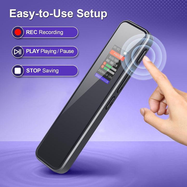 64GB Digitales Diktiergerät mit Sprachsteuerung – Mini Audio Recorder, Aufnahmegerät mit Wiedergabe,