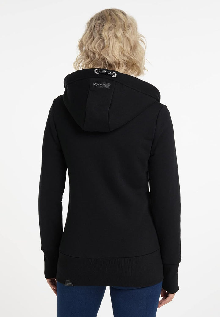 Ragwear NESKA Zip Damen Frauen Kapuzenjacke,Zip Hoodie,Kapuzenpullover,Sweatjacke M Schwarz, M Schwa