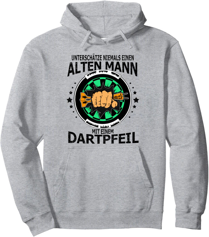 Unterschätze Niemals Einen Alten Mann Mit Einem Dartpfeil Pullover Hoodie