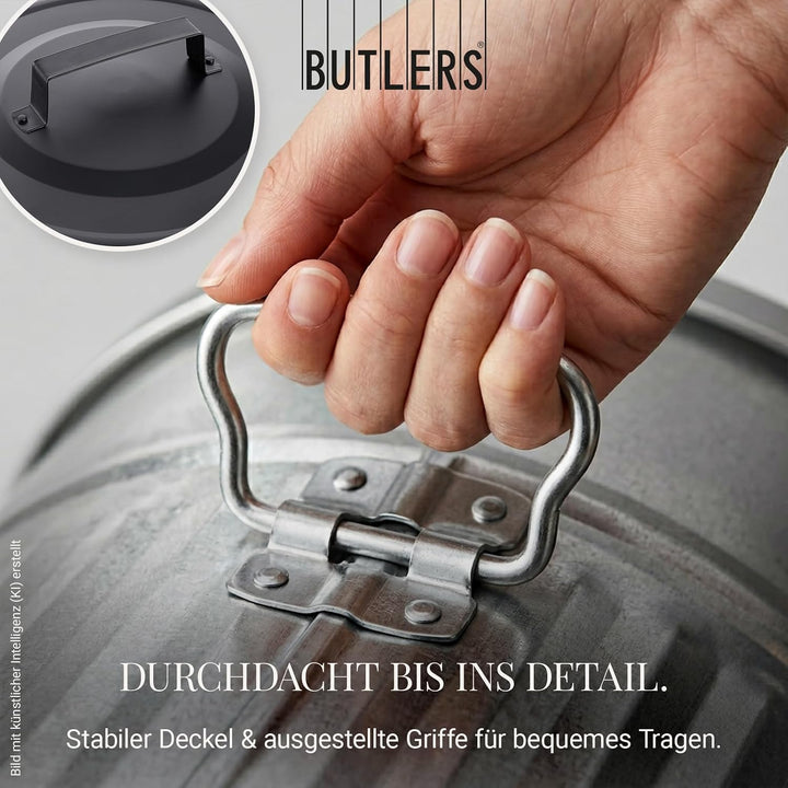 BUTLERS Retro Mülltonne Oskar 40l Mülleimer mit Deckel und Tragegriffen | Küche Abfalleimer ideal al
