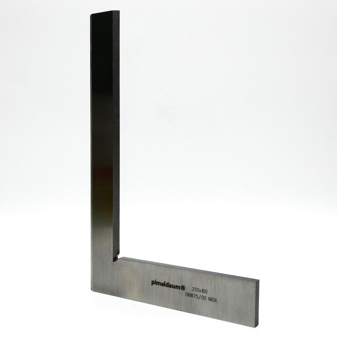 PIMALDAUM® Anschlagwinkel 250 * 160 mm Haarwinkel 90°-Flachwinkel mit 90°-Phase, INOX, für Prüf-, Ri