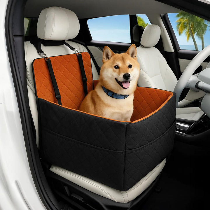 Hunde Autositz für kleine & mittelgrosse bis 25kg mit Sicherheitsleine & Aufbewahrungstaschen abnehm