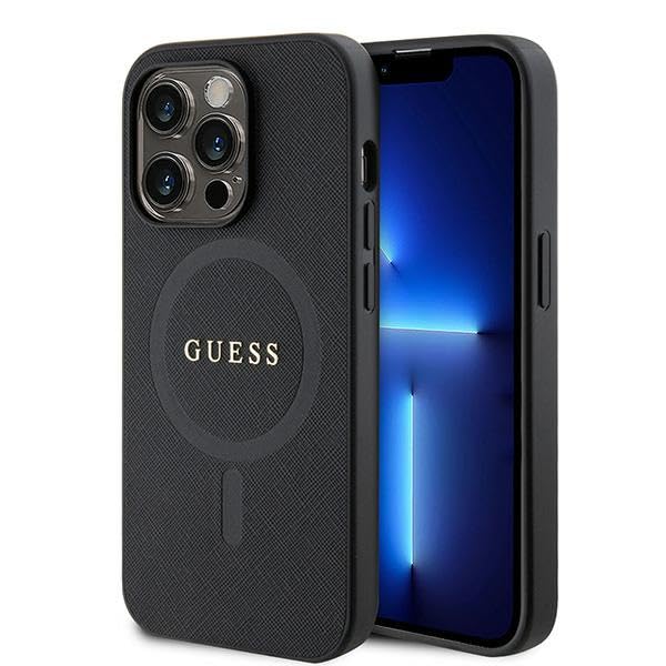 GUESS GUHMP15LPSAHMCK Hülle für iPhone 15 Pro 6.1" Schwarz hardcase Saffiano