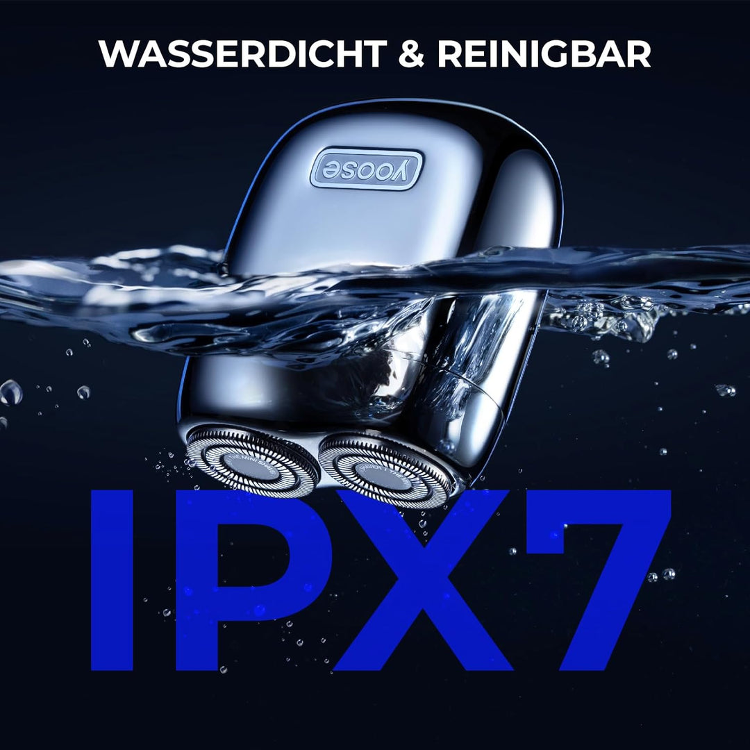 yoose Rasierer Herren Elektrisch, Tragbarer Rasierer Herren (Nass/Trocken), IPX7 wasserdicht mit USB