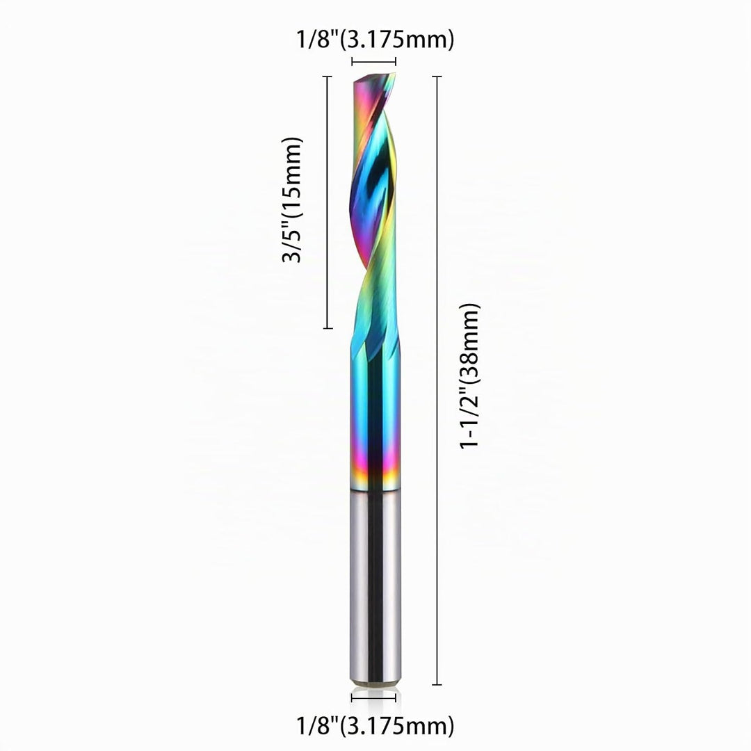 EU_HOZLY CNC-Fräser mit einer Nut, 1/8-Zoll-Schaft, 1/8-Zoll-Schnittdurchmesser, 15 mm (0,59 Zoll),