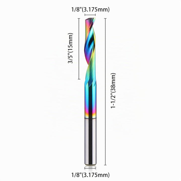 EU_HOZLY CNC-Fräser mit einer Nut, 1/8-Zoll-Schaft, 1/8-Zoll-Schnittdurchmesser, 15 mm (0,59 Zoll),
