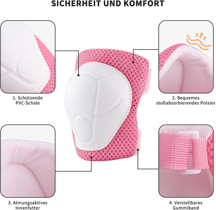 ZWOOS Kinder Knieschoner Set mit Helm, Inliner Schutzausrüstung Kinder 3-10 Jahre, Knieschützer Kind