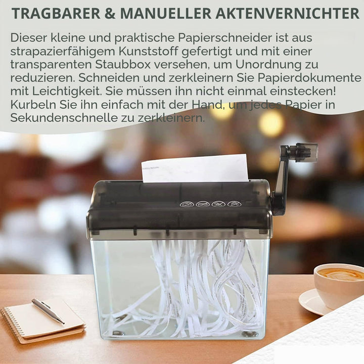 Manueller Aktenvernichter, A6 Handkurbel Tragbares Mini Papierschneidewerkzeug Dokumentenschneidemas