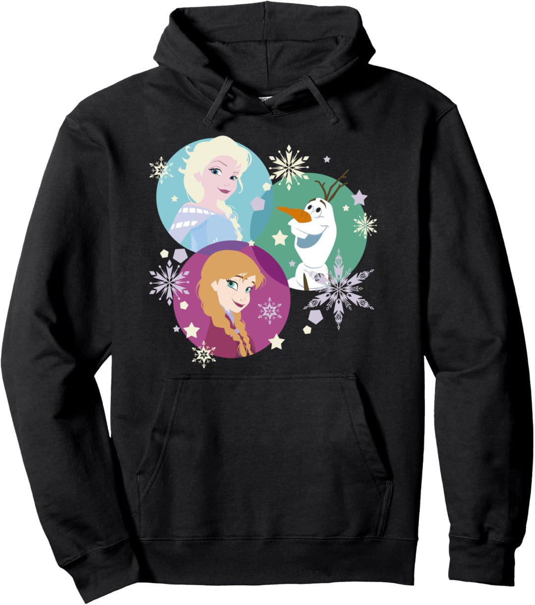 Disney Frozen Elsa Anna Olaf Circle Cartoon Portraits Pullover Hoodie