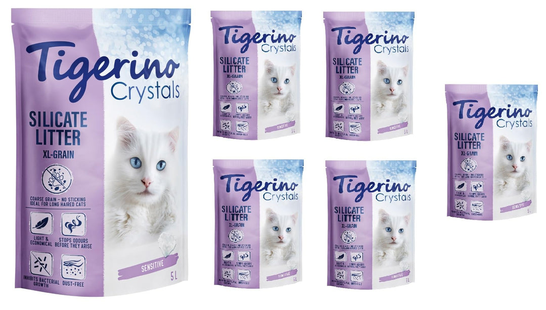 Tigerino Crystals Silikat XXL Katzenstreu - 6 x 5 Liter