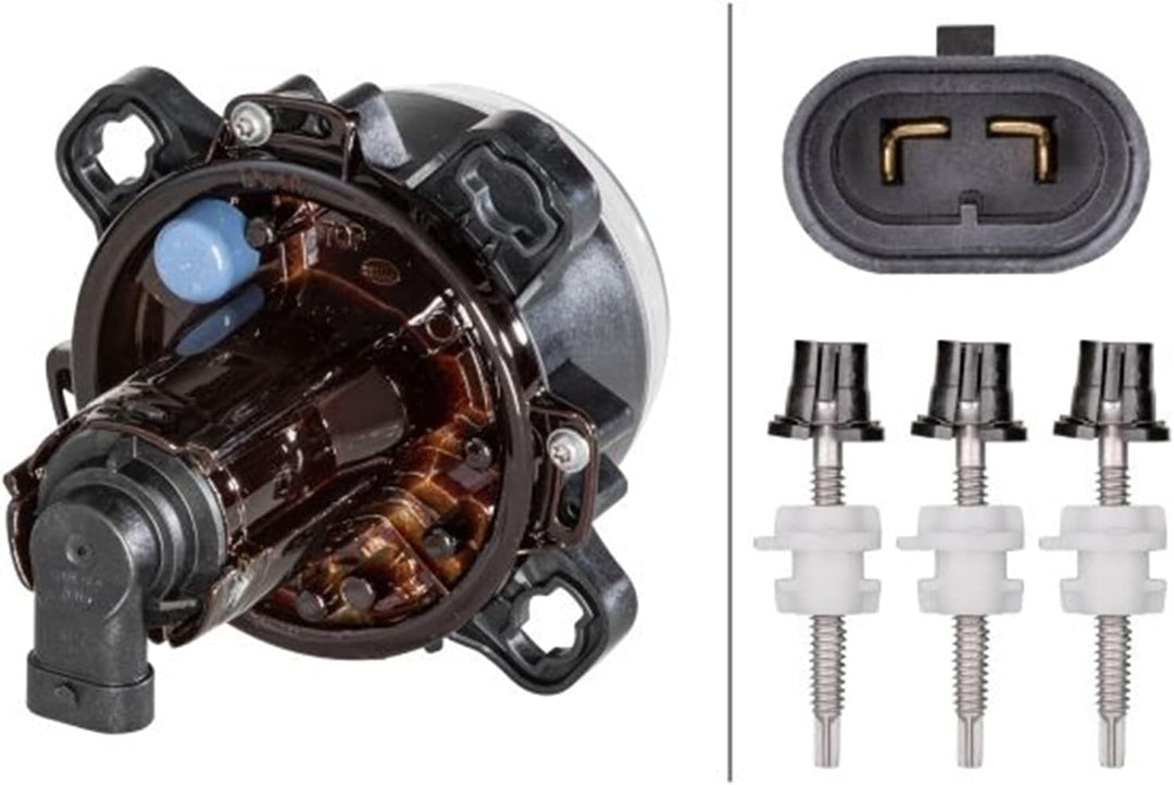 HELLA - DE/Halogen-Hauptscheinwerfer - 90mm Performance - 12V - rund - Einbau - gehärtete Streuschei