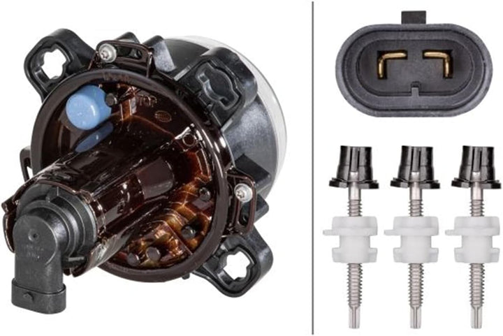 HELLA - DE/Halogen-Hauptscheinwerfer - 90mm Performance - 12V - rund - Einbau - gehärtete Streuschei
