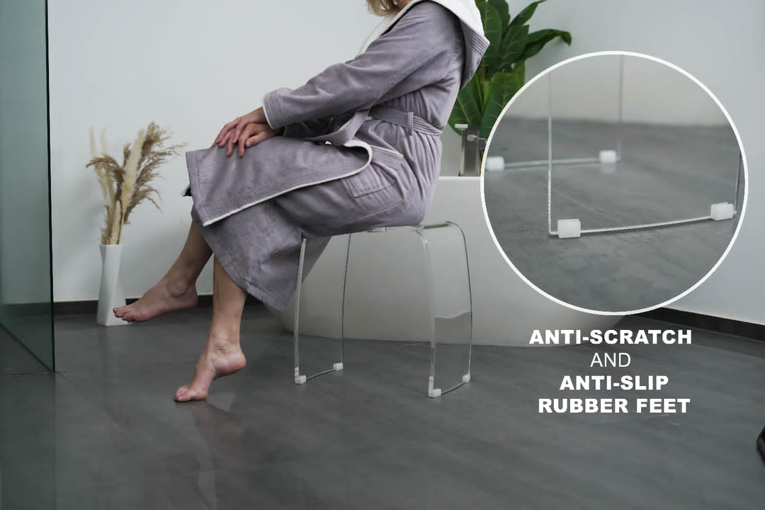 Libaro Badhocker Meran aus Acryl, für die Dusche geeignet, mit Griff, Zeitloses Design, rutschsicher