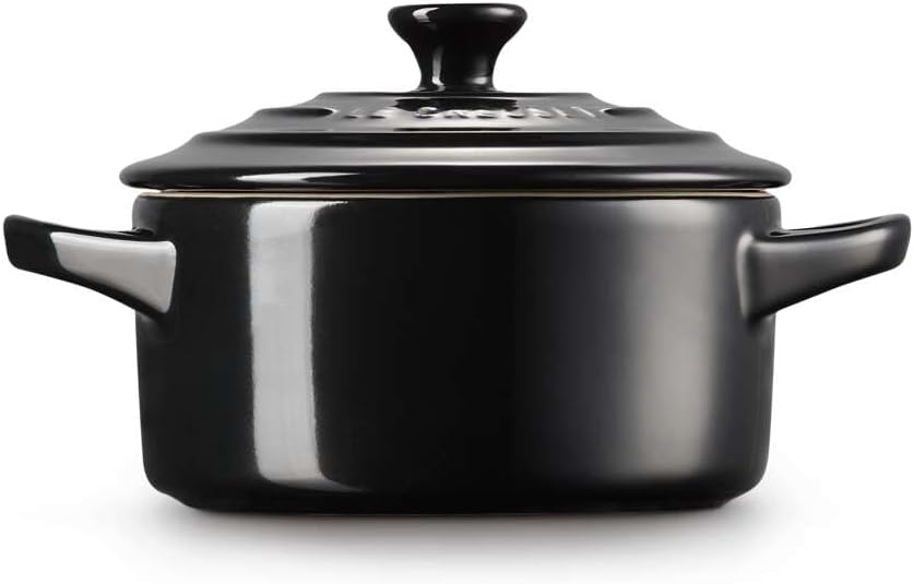 LE CREUSET Mini-Cocotte aus Steinzeug, 200 ml, 10 x 5 cm, Schwarz glänzend, 71901101400000, Schwarz