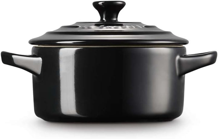 LE CREUSET Mini-Cocotte aus Steinzeug, 200 ml, 10 x 5 cm, Schwarz glänzend, 71901101400000, Schwarz