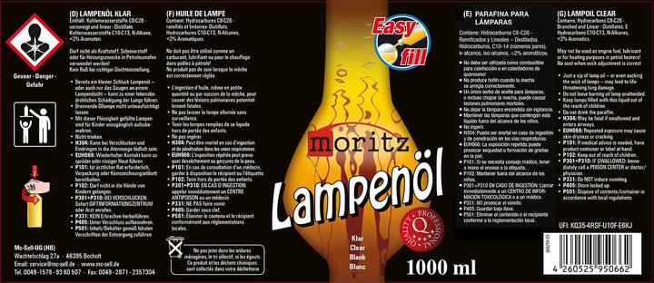 4 Liter Moritz Lampenöl für Öllampen Bambusfackeln Gartenfackel und Wandfackeln, 4 Liter