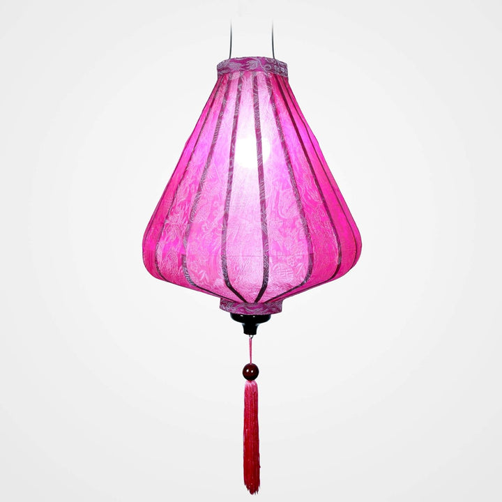 Asiatische Laterne aus Seide, Rosa, Durchmesser 30 cm – Traditionelle Hoi an Lampion aus Stoff, Bamb