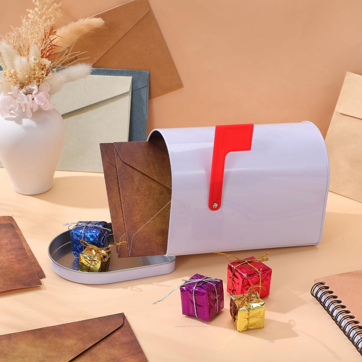 Gadpiparty Zinnplattenspeicherbox für DIY Weihnachtsbriefkasten mit Signalflaggen Dekorative Aufbewa