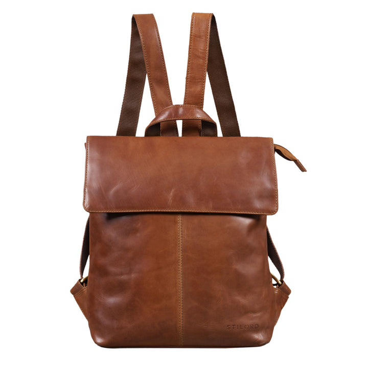 STILORD Charlie Vintage Lederrucksack Braun Mittelgrosser Daypack für Damen Herren 13,3 Zoll Laptop