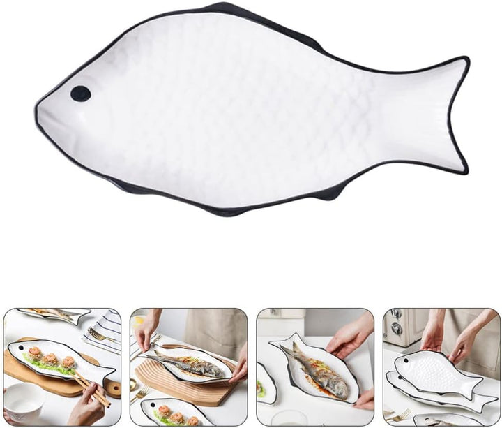 Cabilock Kuchenteller Keramische Servierplatte Fischform Dinner Platte Serviert Teller Lebensmittela