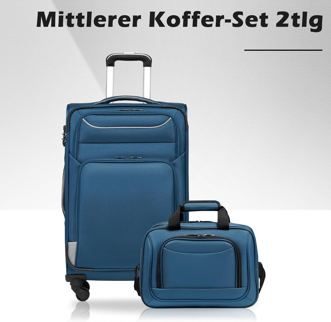 COOLIFE Koffer Trolley Koffer Reisekoffer von 4 Rollen Stoffkoffer Handgepäck TSA-Schloss Der Koffer