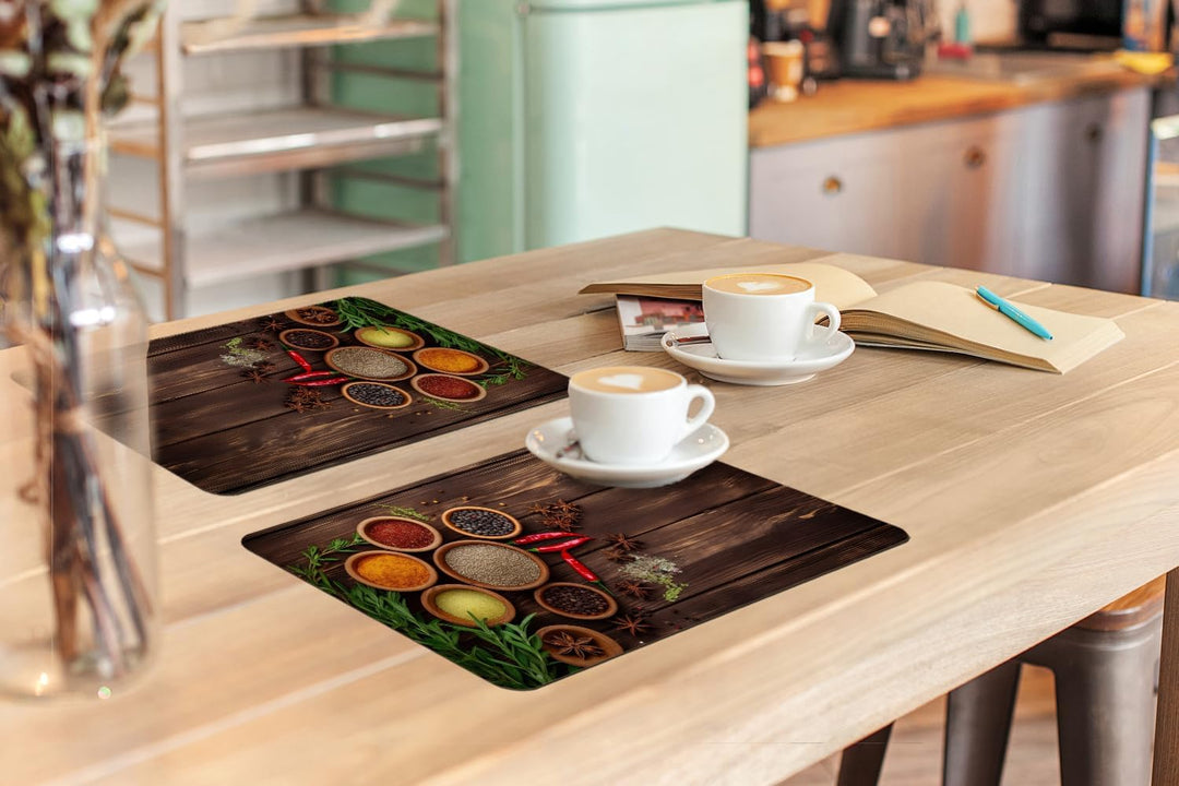 KitchenYeah© Platzsets Abwaschbar 6-Teilig 45x30 cm Tischsets Platzdeckchen Rutschfeste Platzset Unt