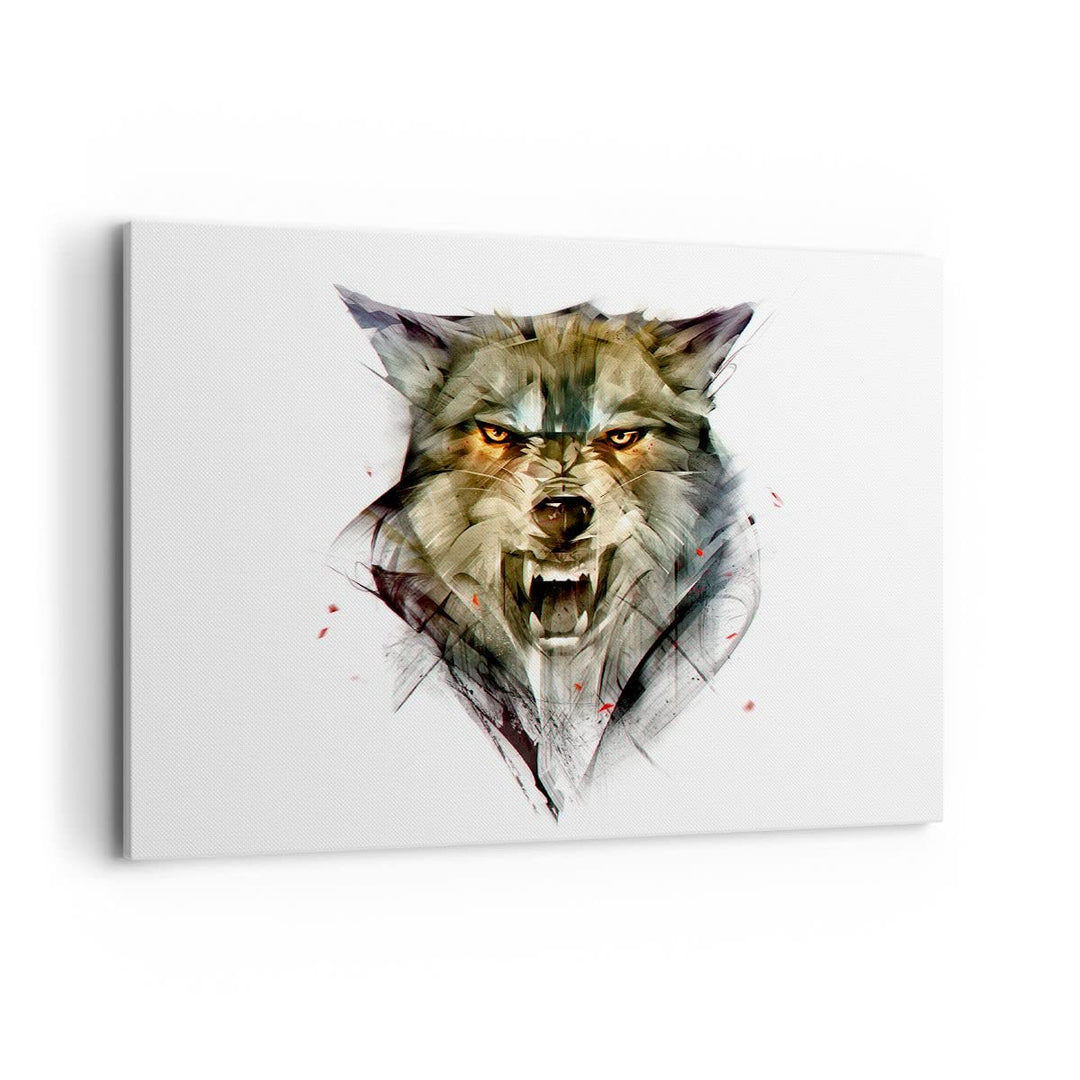 Bilder auf Leinwand 100x70cm Leinwandbild mit Rahmen Wolf Tier Wald Gross Wanddeko Bild Schlafzimmer