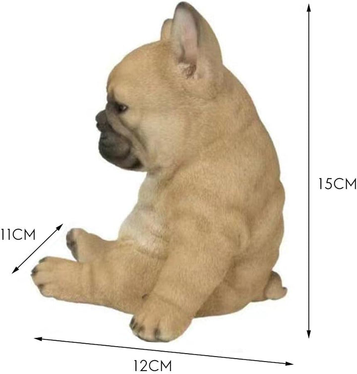 Französische Bulldogge Welpen Statue, Harz Rasen Skulptur Super süsse Garten Hof Dekor, realistische