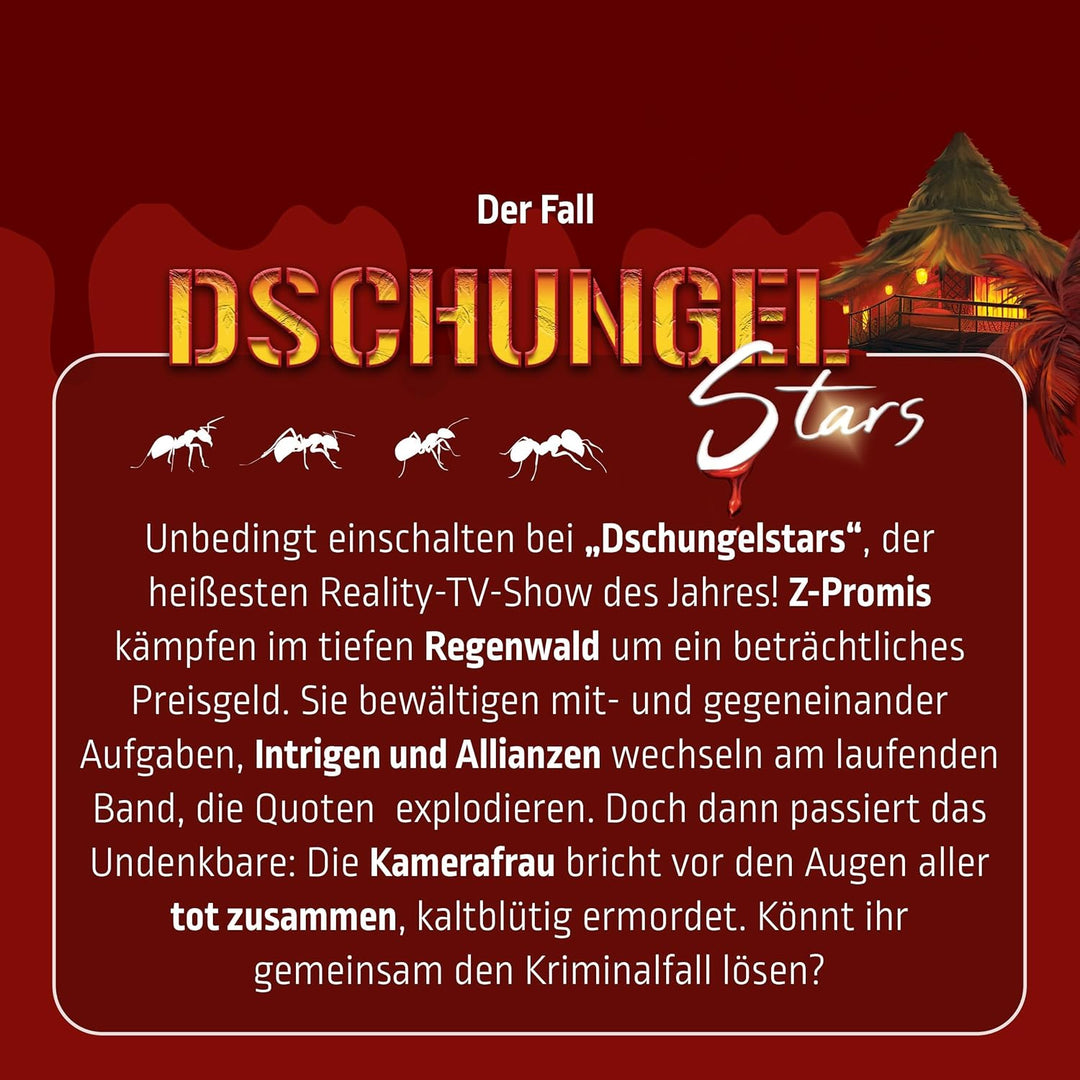 MORD bei Tisch Krimidinner für Zuhause - 4 bis 6 Personen - Der Dschungelstars Fall - Das Krimi Spie