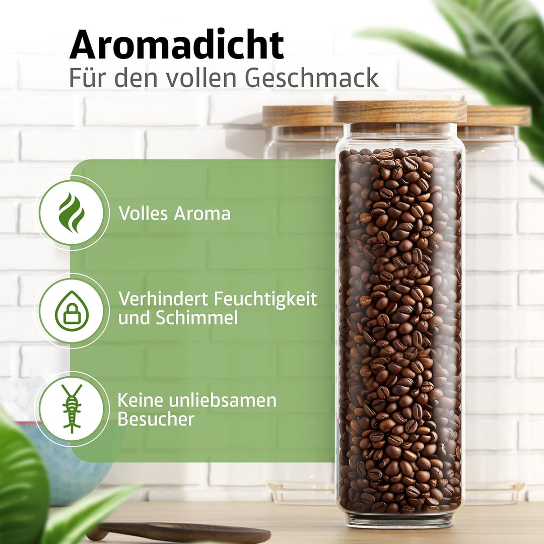 ElbFuchs® Vorratsgläser mit Deckel luftdicht NEU | 2x 1500ml [BPA-FREI & MOTTENSICHER] Vorratsdosen