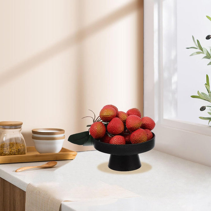 Alipis Hoher Boden Schwarze Obstschale Servierteller Mit Füssen Keramik Belüftetes Design