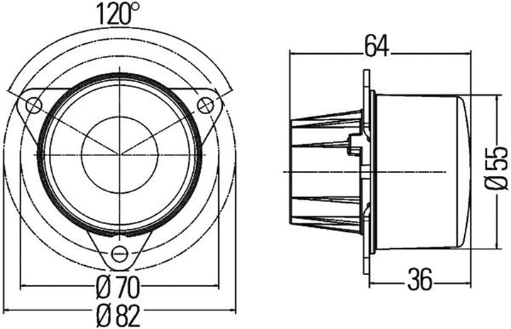 HELLA - LED-Rückfahrscheinwerfer - 12V - Anbau - 3-Punkt Befestigung - Kabel: 500mm - Stecker: offen