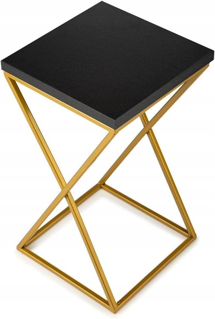 Pflanzenständer Metall 40 cm Hoch - Stabiler und Fester Blumenhocker mit Schwarz MDF-Platte auf Gold