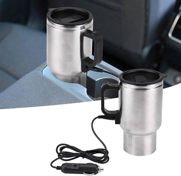 12V 450ml Reise Heizbecher, elektrischer Kaffeebecher aus Edelstahl im Auto